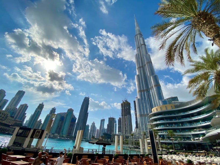Burj Khalifa above Downtown Dubai